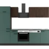 Optifit Rimini409/Verona405 Küchenzeile 270 cm Rillendekor Nussbaum / Steingrün< Winkelküchen