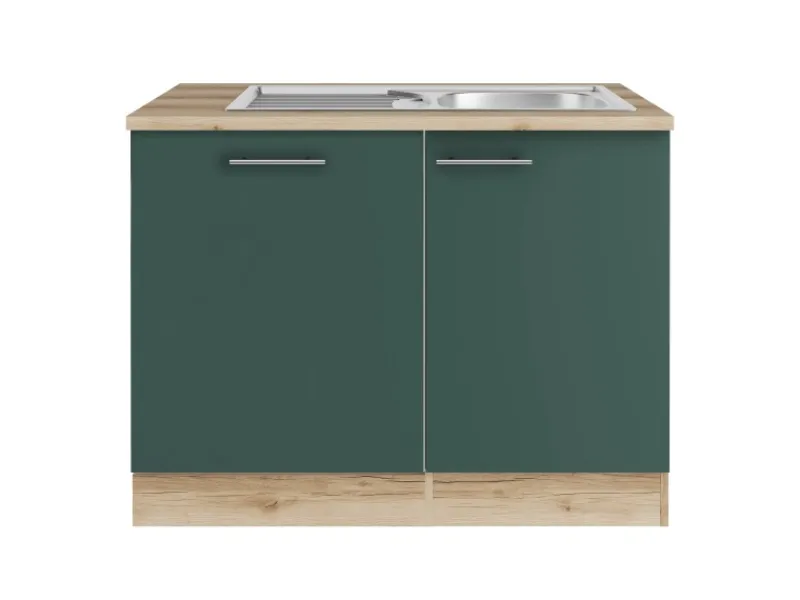 Optifit Savona405 Küchen-Spülenschrank-Set Steingrün< Einbauküchen