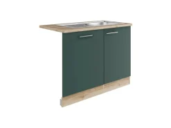 Optifit Savona405 Küchen-Spülenschrank-Set Steingrün< Einbauküchen