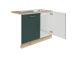 Optifit Savona405 Küchen-Spülenschrank-Set Steingrün< Einbauküchen