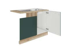 Optifit Savona405 Küchen-Spülenschrank-Set Steingrün< Einbauküchen