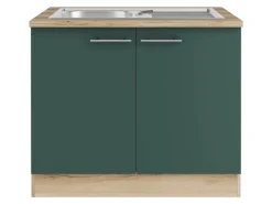Optifit Küchenschränke<Savona405 Küchen-Spülenunterschrank 100 cm Steingrün