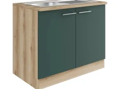 Optifit Küchenschränke<Savona405 Küchen-Spülenunterschrank 100 cm Steingrün