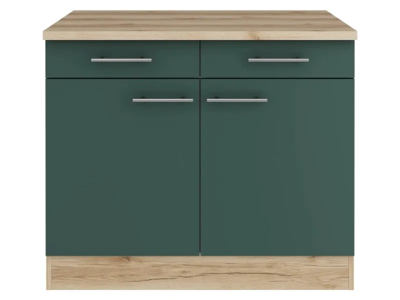 Optifit Küchenschränke<Savona405 Küchen-Unterschrank 100 cm Steingrün