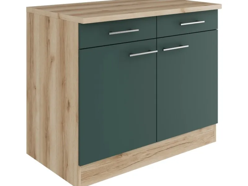 Optifit Küchenschränke<Savona405 Küchen-Unterschrank 100 cm Steingrün