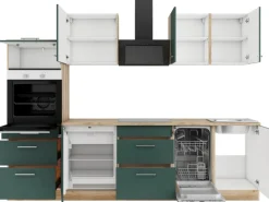 Optifit Savona405 Küchenzeile 270 cm Steingrün< Kochfelder|Kühlschränke