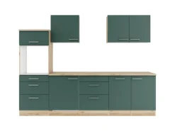 Optifit Kühlschränke<Savona405 Küchenzeile 270 cm ohne E-Geräte Steingrün