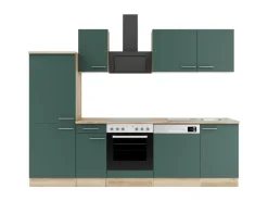 Optifit Savona405 Küchenzeile 270 cm Steingrün< Kochfelder|Kühlschränke