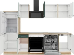 Optifit Savona405 Küchenzeile 270 cm Steingrün< Kochfelder|Kühlschränke