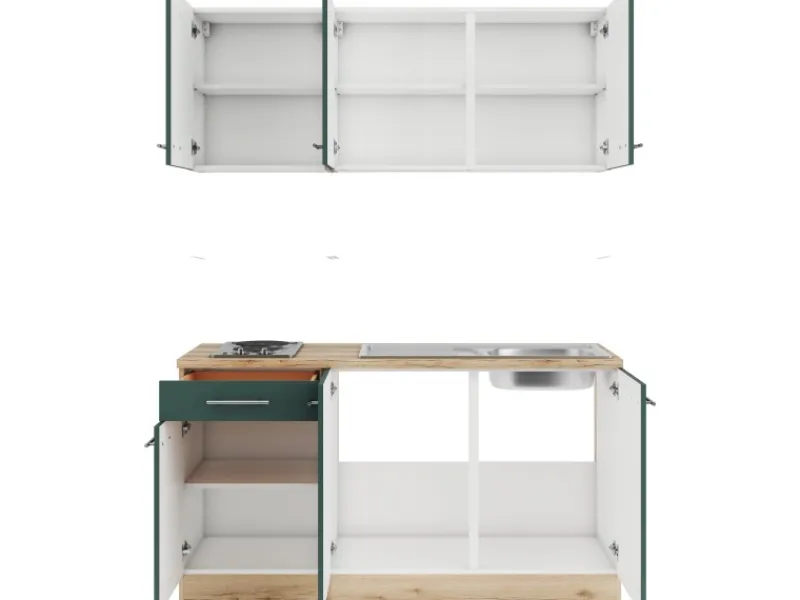 Discount Optifit Savona405 Miniküche 150 cm Steingrün