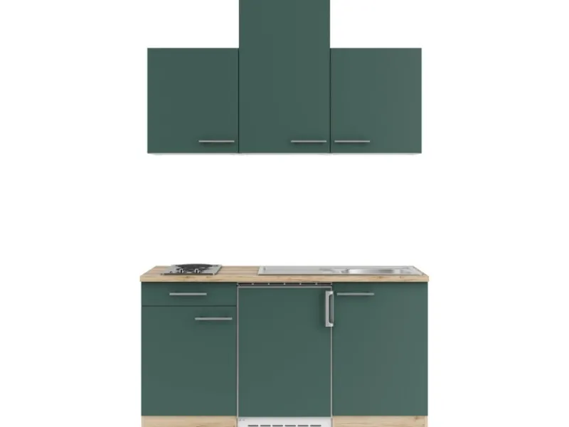 Optifit Savona405 Miniküche 150 cm Steingrün< Miniküchen|Kühlschränke