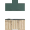 Outlet Optifit Savona405/Livorno290 Miniküche 150 cm Steingrün / Wildeiche Nachbildung