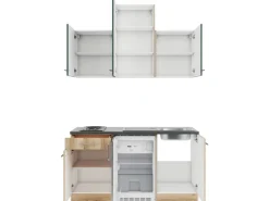 Outlet Optifit Savona405/Livorno290 Miniküche 150 cm Steingrün / Wildeiche Nachbildung