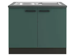 Optifit Verona405 Küchen-Spülenunterschrank 100 cm Steingrün< Küchenschränke