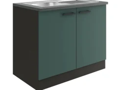 Optifit Verona405 Küchen-Spülenunterschrank 100 cm Steingrün< Küchenschränke