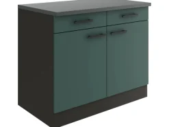 Optifit Verona405 Küchen-Unterschrank 100 cm Steingrün< Küchenschränke