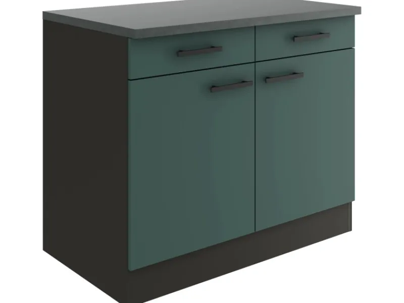 Optifit Verona405 Küchen-Unterschrank 100 cm Steingrün< Küchenschränke