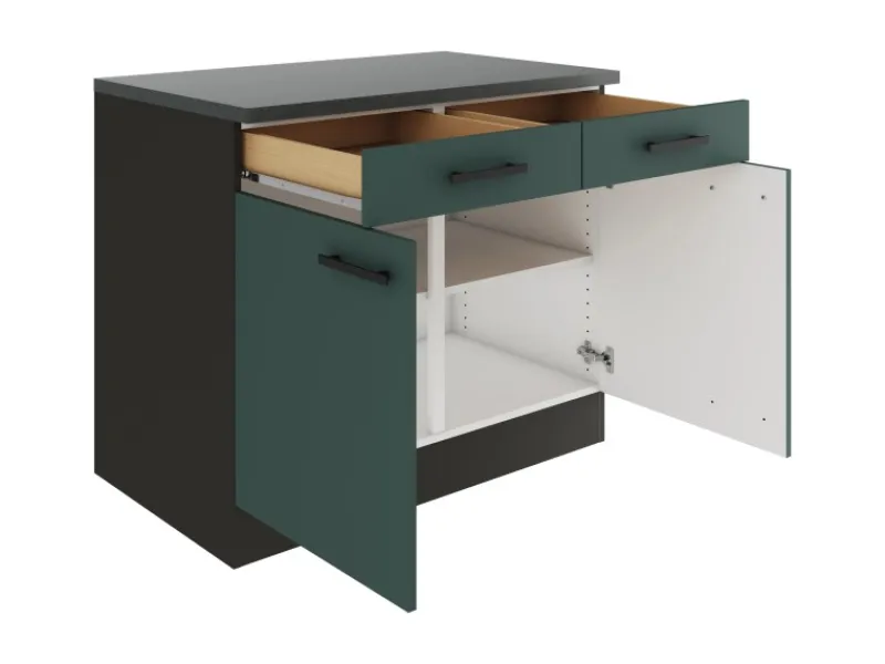 Optifit Verona405 Küchen-Unterschrank 100 cm Steingrün< Küchenschränke