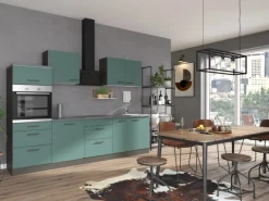Outlet Optifit Verona405 Küchenzeile 270 cm ohne E-Geräte Steingrün