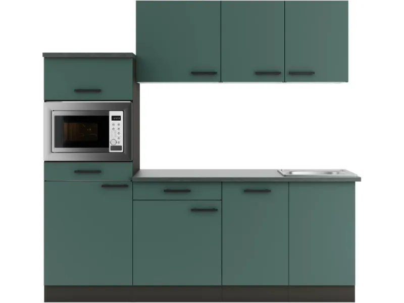 Outlet Optifit Verona405 Küchenzeile 210 cm Steingrün