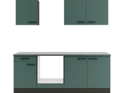 Optifit Küchenschränke<Verona405 Küchenzeile 210 cm ohne E-Geräte Steingrün
