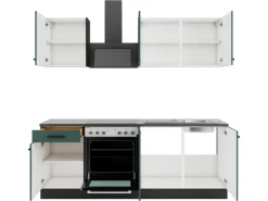 Optifit Küchenschränke<Verona405 Küchenzeile 210 cm ohne E-Geräte Steingrün