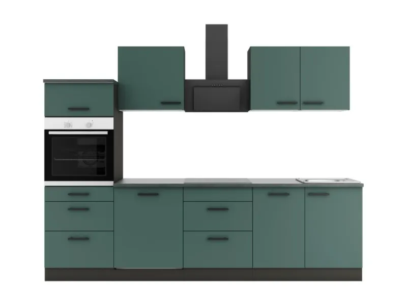 Best Optifit Verona405 Küchenzeile 270 cm Steingrün
