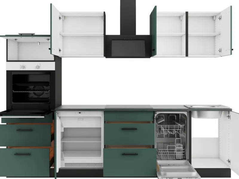 Best Optifit Verona405 Küchenzeile 270 cm Steingrün