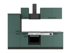 Optifit Verona405 Küchenzeile 270 cm Steingrün< Herde|Kühlschränke