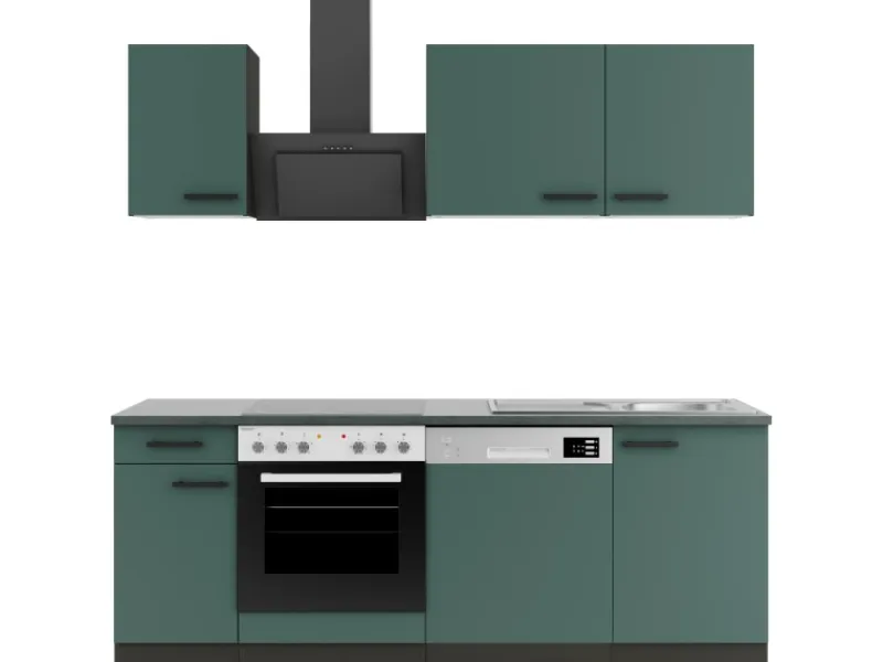 Best Optifit Verona405 Küchenzeile 210 cm Steingrün