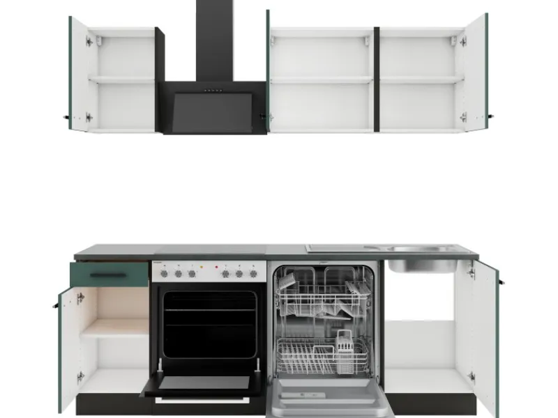 Best Optifit Verona405 Küchenzeile 210 cm Steingrün