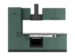 Optifit Verona405 Küchenzeile 270 cm Steingrün< Herde|Kühlschränke