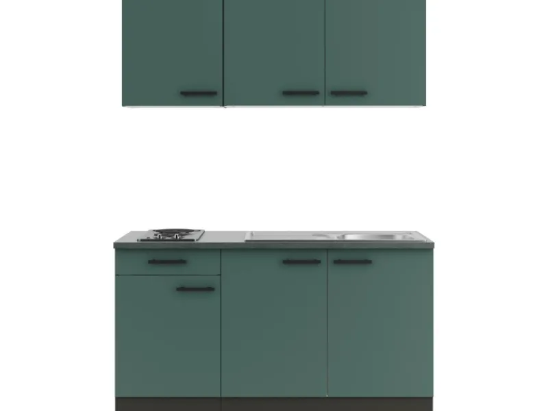Optifit Kochfelder|Miniküchen<Verona405 Miniküche 150 cm Steingrün