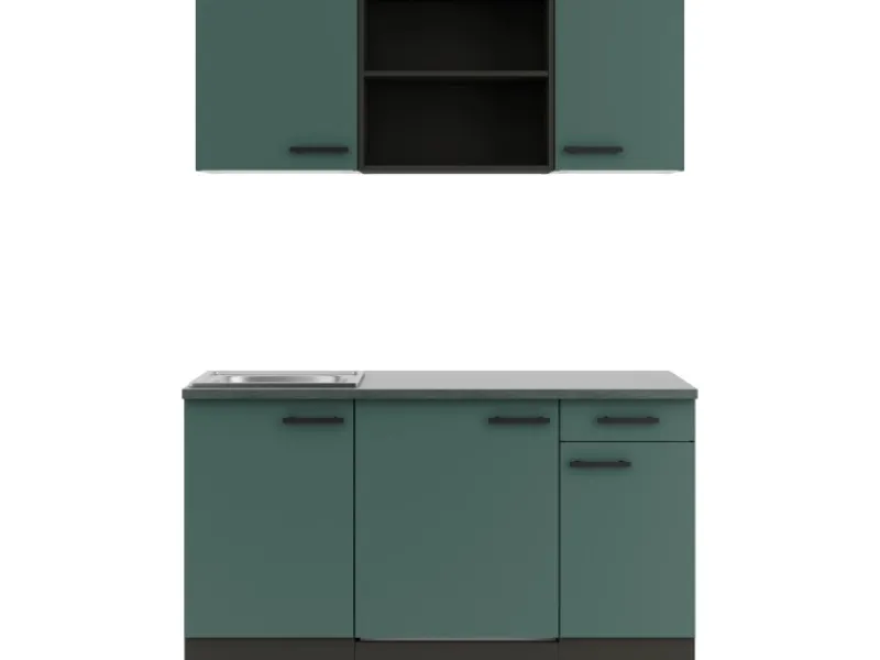 Optifit Verona405 Miniküche 150 cm Steingrün< Miniküchen|Kühlschränke