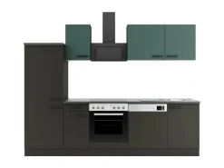 Optifit Verona405/Madrid420 Küchenzeile 270 cm Steingrün / Anthrazit< Kühlschränke|Winkelküchen