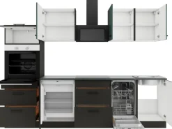 Optifit Winkelküchen<Verona405/Madrid420 Küchenzeile 270 cm Steingrün / Anthrazit