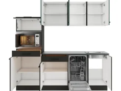 Optifit Winkelküchen<Verona405/Madrid420 Küchenzeile 210 cm Steingrün / Anthrazit