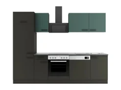 Optifit Herde|Winkelküchen<Verona405/Madrid420 Küchenzeile 270 cm Steingrün / Anthrazit