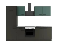 Optifit Verona405/Madrid420 Küchenzeile 270 cm Steingrün / Anthrazit< Kochfelder|Kühlschränke