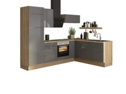Clearance Optifit Winkelküche Optikoncept Linus ohne E-Geräte 270 cm Anthrazit-Wildeiche