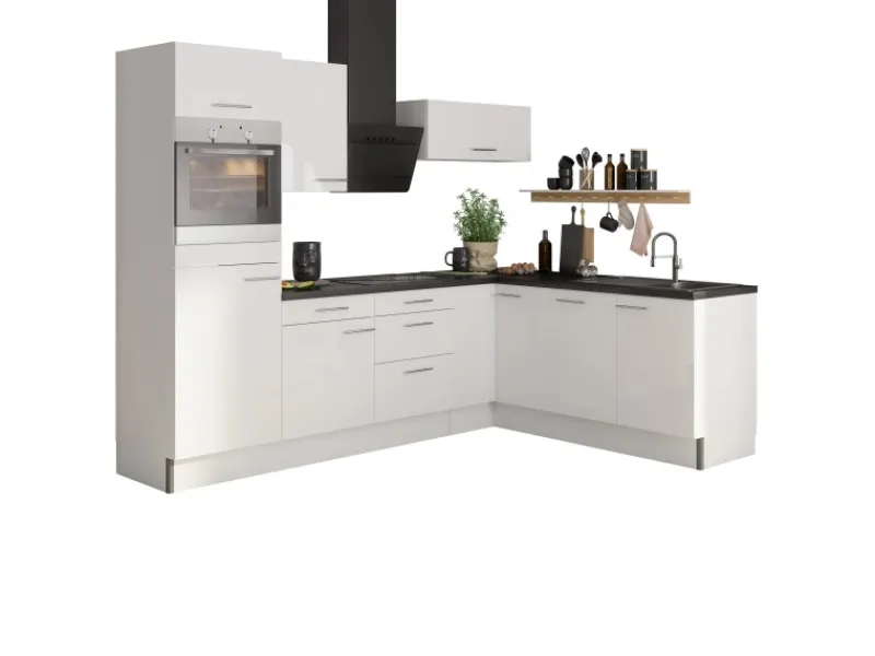Optifit Winkelküche Optikoncept Rurik ohne E-Geräte 270 cm Weiß< Winkelküchen|Kühlschränke
