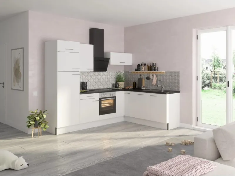 Optifit Winkelküchen<Winkelküche Optikoncept Rurik ohne E-Geräte 270 cm Weiß