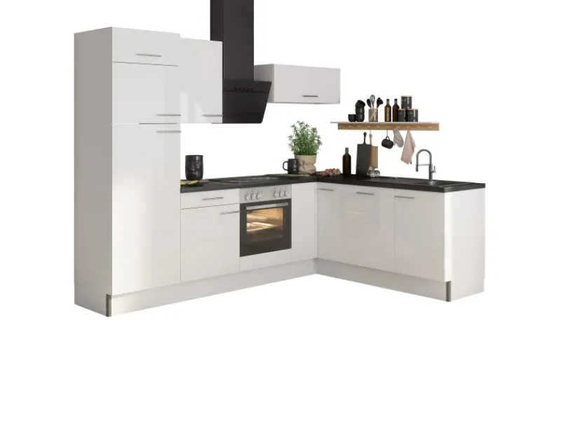 Optifit Winkelküchen<Winkelküche Optikoncept Rurik ohne E-Geräte 270 cm Weiß
