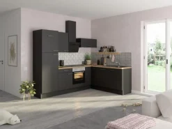 Clearance Optifit Winkelküche Optikoncept Ingvar 270 cm Anthrazit