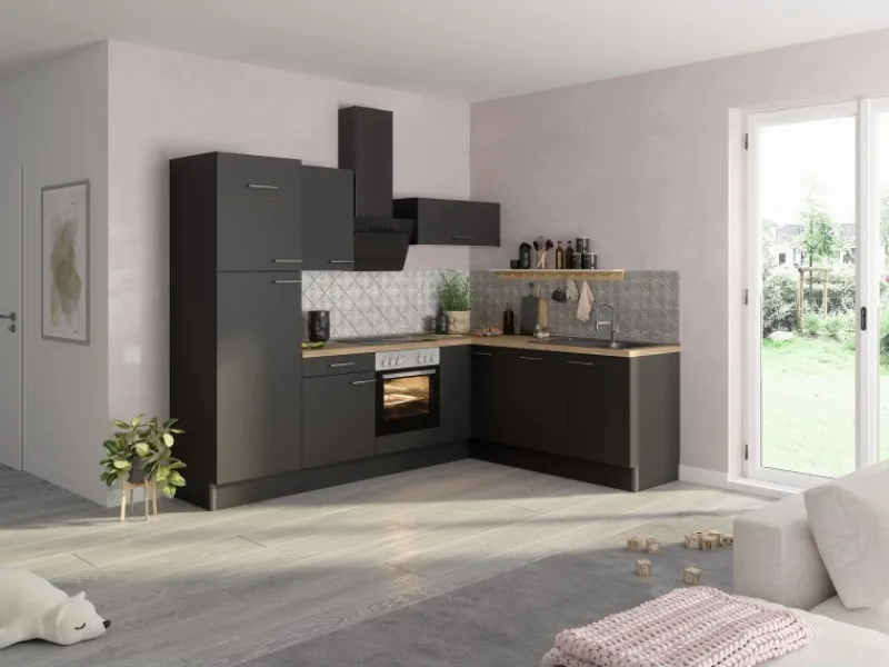 Clearance Optifit Winkelküche Optikoncept Ingvar 270 cm Anthrazit