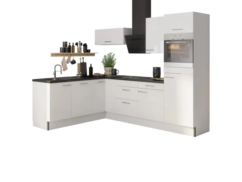 Discount Optifit Winkelküche Optikoncept Rurik ohne E-Geräte 270 cm Weiß
