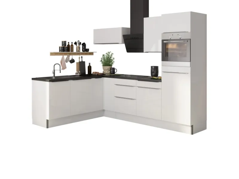 Discount Optifit Winkelküche Optikoncept Arvid ohne E-Geräte 270 cm Weiß