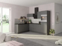 Optifit Winkelküchen|Kühlschränke<Winkelküche Optikoncept Mats ohne E-Geräte 270 cm Basaltgrau