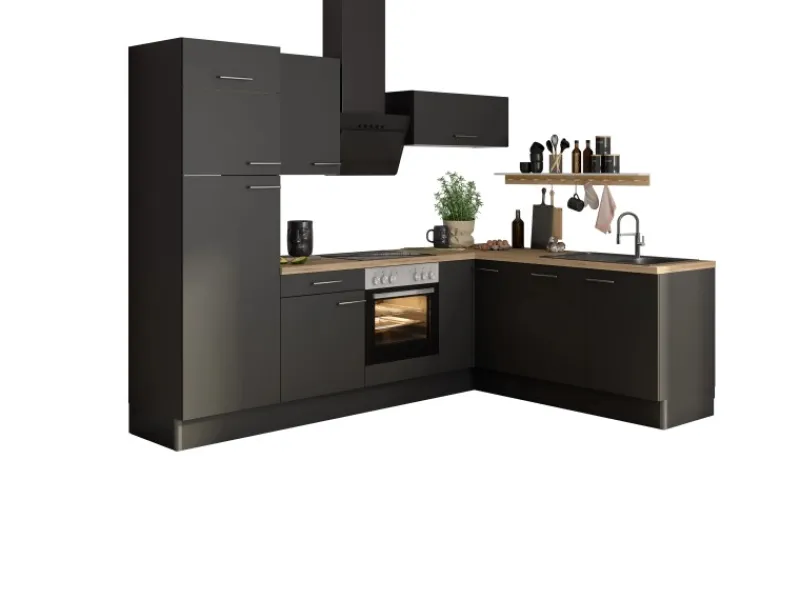 Optifit Winkelküche Optikoncept Ingvar ohne E-Geräte 270 cm Anthrazit< Winkelküchen