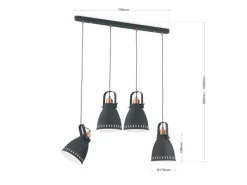 Orion Leuchten Kücheninseln<Hängeleuchte Theke 72 cm x 17 cm Schwarz 4 x E27